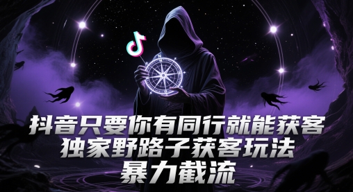 抖音只要你有同行就能获客，独家野路子获客玩法，暴力截流