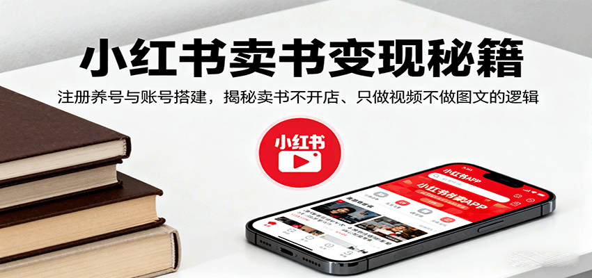 小红书卖书变现秘籍，注册养号与账号搭建，揭秘卖书不开店、只做视频不做图文的逻辑