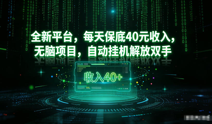 最新看广平台，每天保底30-4米，无脑项目，自动挂G解放双手