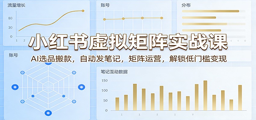 小红书虚拟矩阵实战课：AI选品搬款，自动发笔记，矩阵运营，解锁低门槛变现