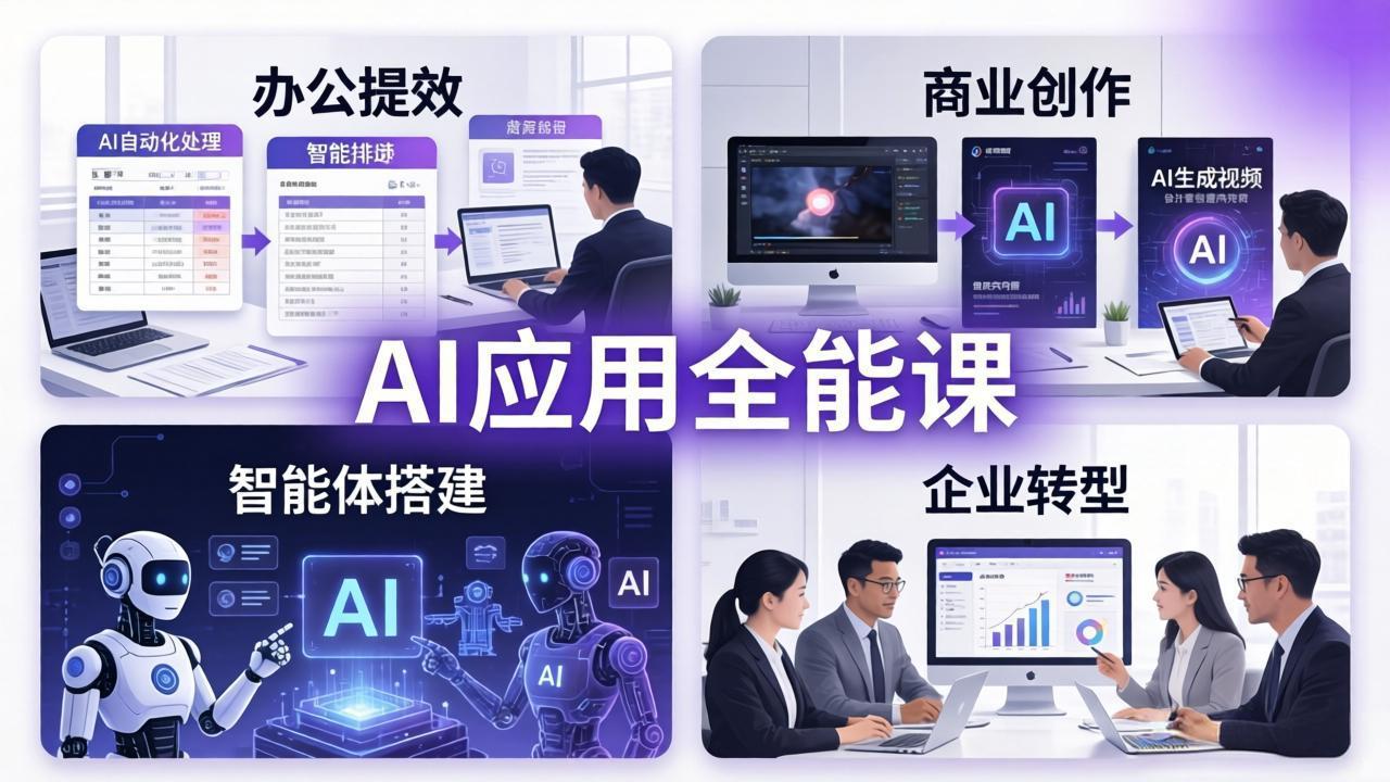 (18042期)AIGC 应用师全能课-更新:办公提效、商业创作、智能体搭建、企业转型,一站式学会AI应用
