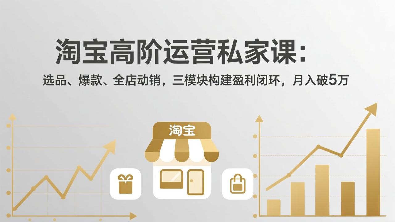 （18095期）淘宝高阶运营私家课（更新26年4月18）：选品、爆款、全店动销，三模块构建盈利闭环，月入破5万