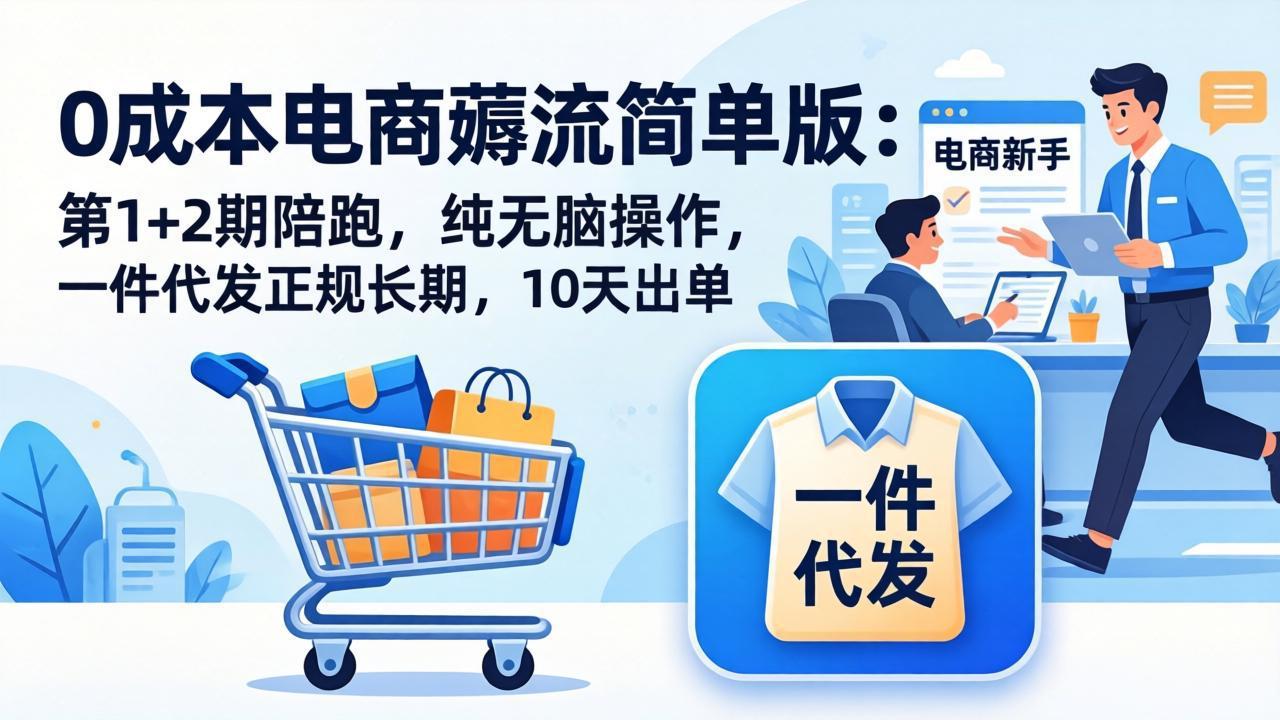 (17880期)0成本电商薅流简单版:第1+2期陪跑,纯无脑操作,一件代发正规长期,10天出单