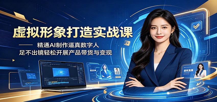 虚拟形象打造实战课:精通AI制作逼真数字人,足不出镜轻松开展产品带货与变现