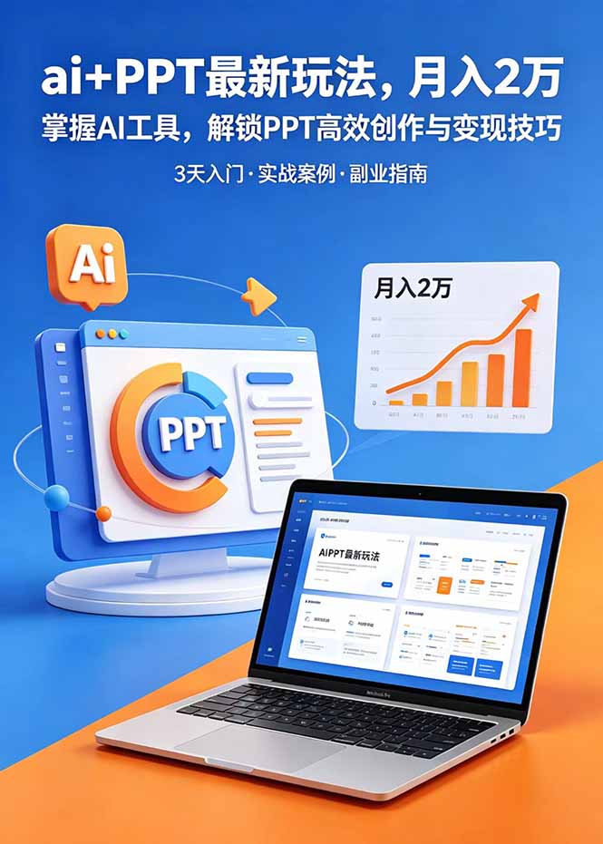 (18881期)ai+PPT最新玩法,月入2万掌握AI工具,解锁PPT高效创作与变现技巧3天入门,实战案例·副业指南