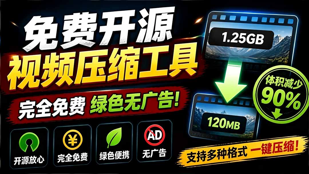 （19495期）Github开源视频压缩瘦身工具，轻松压缩90%，并保持画质清晰，完全免费绿色无广告！VideoSlim