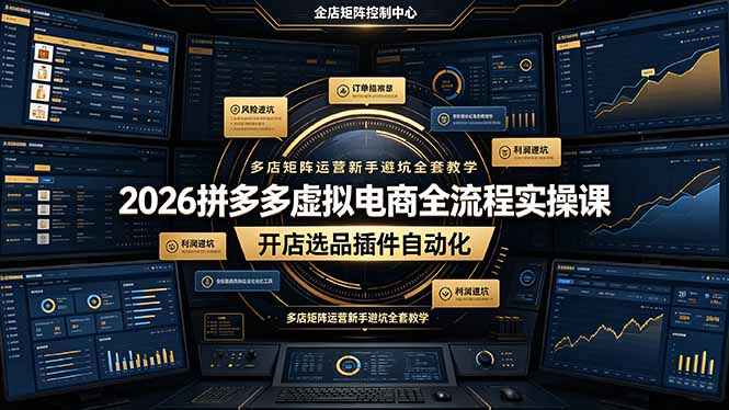 (19136期)2026拼多多虚拟电商全流程实操课,开店选品插件自动化,多店矩阵运营新手避坑全套教学