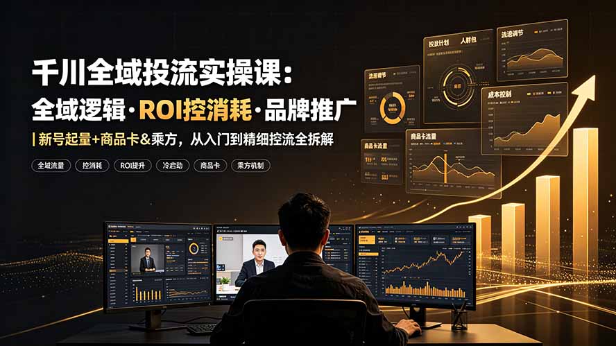 (19249期)千川全域投流实操课:全域逻辑·ROI控消耗·品牌推广|新号起量+商品卡&乘方,从入门到精细控流全拆解