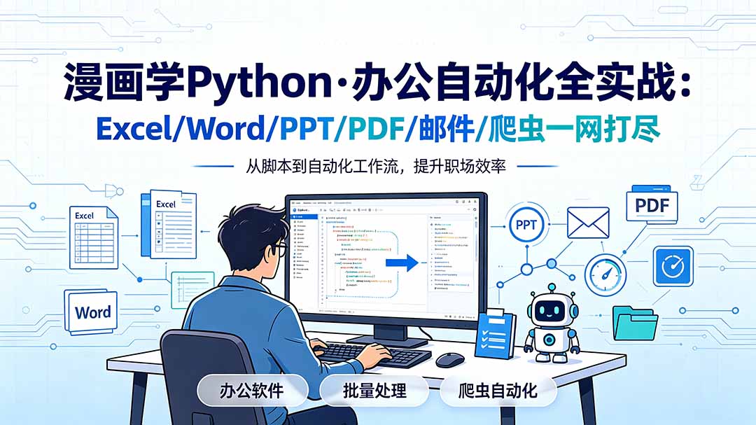 （19270期）漫画学Python·办公自动化全实战：Excel/Word/PPT/PDF/邮件/爬虫一网打尽