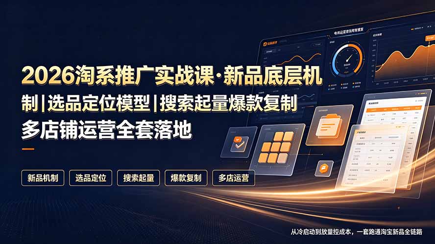 （19272期）2026淘系推广实战课·新品底层机制｜选品定位模型｜搜索起量爆款复制多店铺运营全套落地教程