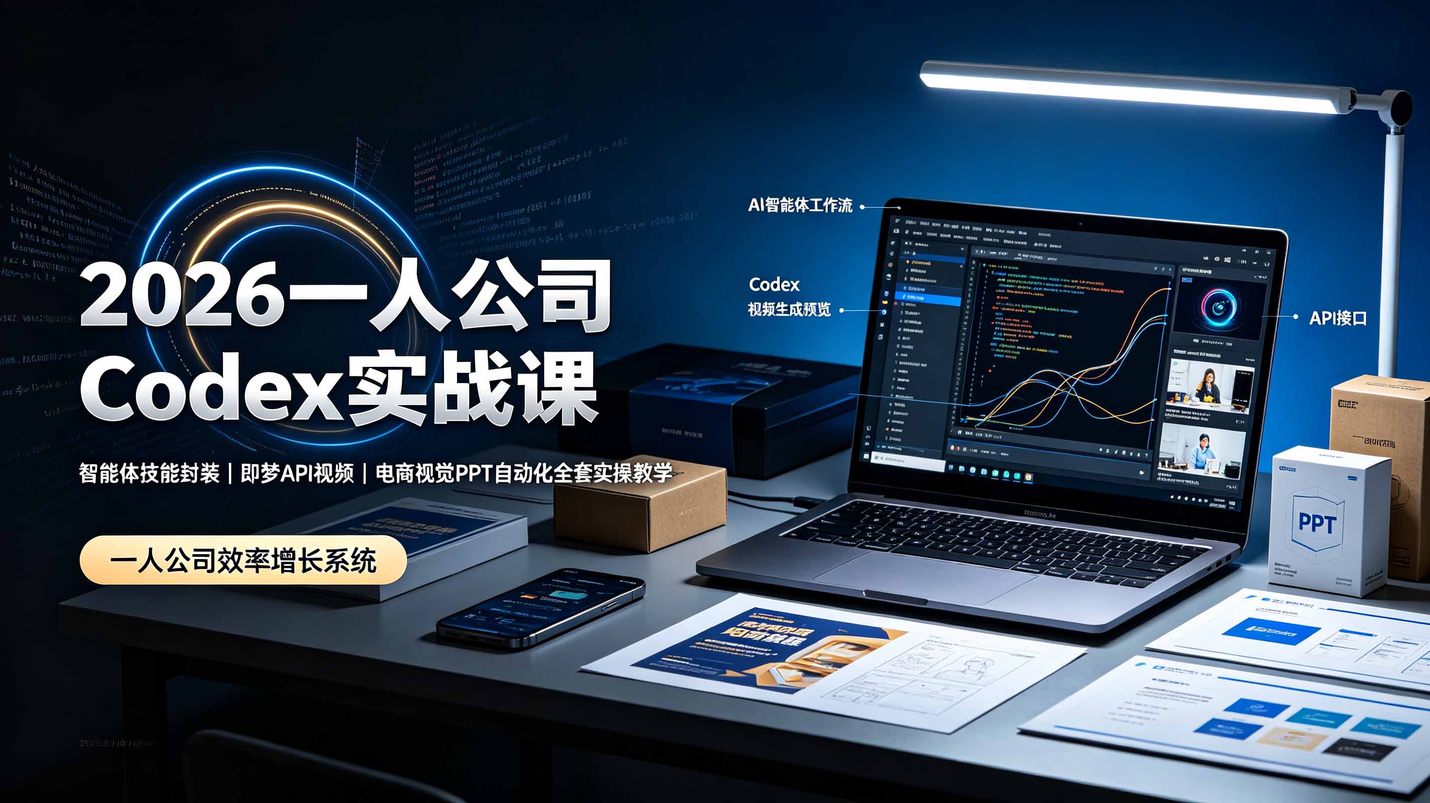 (19503期)2026一人公司Codex实战课◆智能体技能封装|即梦API视频|电商视觉PPT自动化全套实操教学