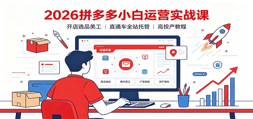 2026拼多多小白运营实战课:开店选品美工,直通车全站托管高投产教程