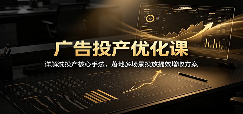 广告投产优化课：详解洗投产核心手法，落地多场景投放提效增收方案