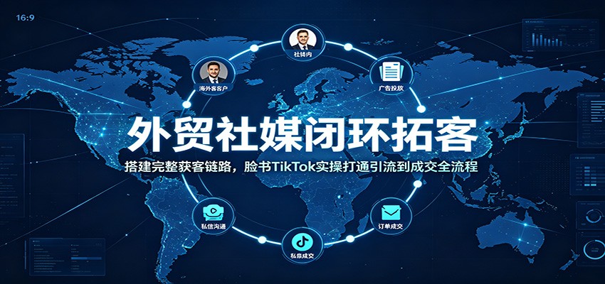 外贸社媒闭环拓客:搭建完整获客链路,脸书TikTok实操打通引流到成交全流程