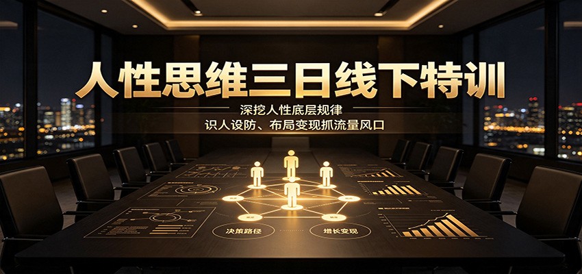 人性思维三日线下特训：深挖人性底层规律，识人设防、布局变现抓流量风口