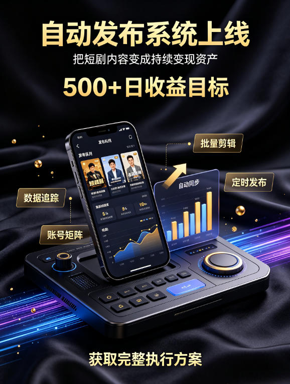 还在找靠谱线上副业?快手短剧项目,全程自动发布内容,不用熬夜做视频,轻松日入500+