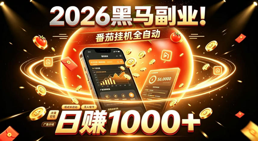 2026黑马副业!番茄挂G全自动日入1000+,操作最简单、门槛最低的线上轻资产项目