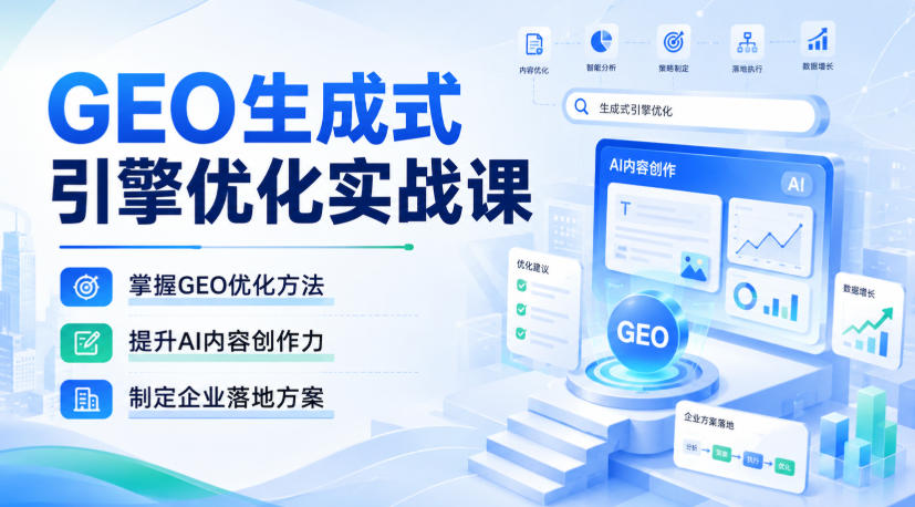 GEO生成式引擎优化实战课,掌握GEO优化方法,提升AI内容创作力,制定企业落地方案