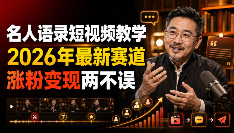 名人语录短视频教学,2026年最新赛道,涨粉变现两不误