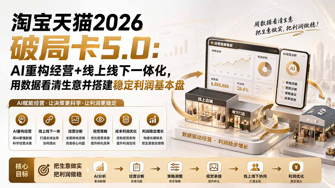 （19748期）淘宝天猫2026破局卡5.0：AI重构经营+线上线下一体化，用数据看清生意并搭建稳定利润基本盘