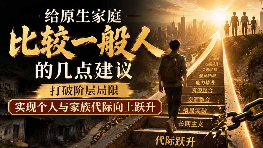 (19708期)付费文章:给原生家庭比较一般人的几点建议,打破阶层局限,实现个人与家族代际向上跃升