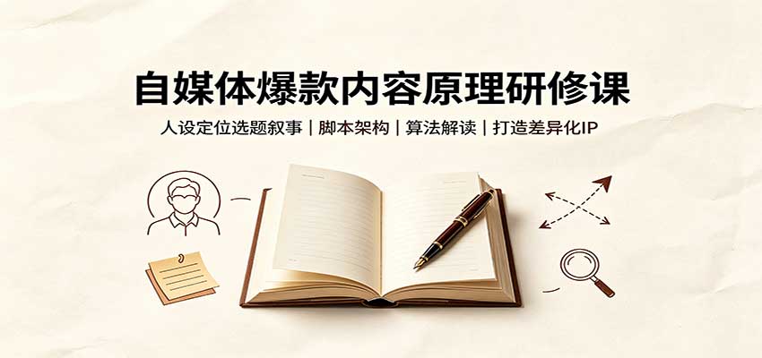 自媒体爆款内容原理研修课:人设定位选题叙事,脚本架构,算法解读打造差异化IP