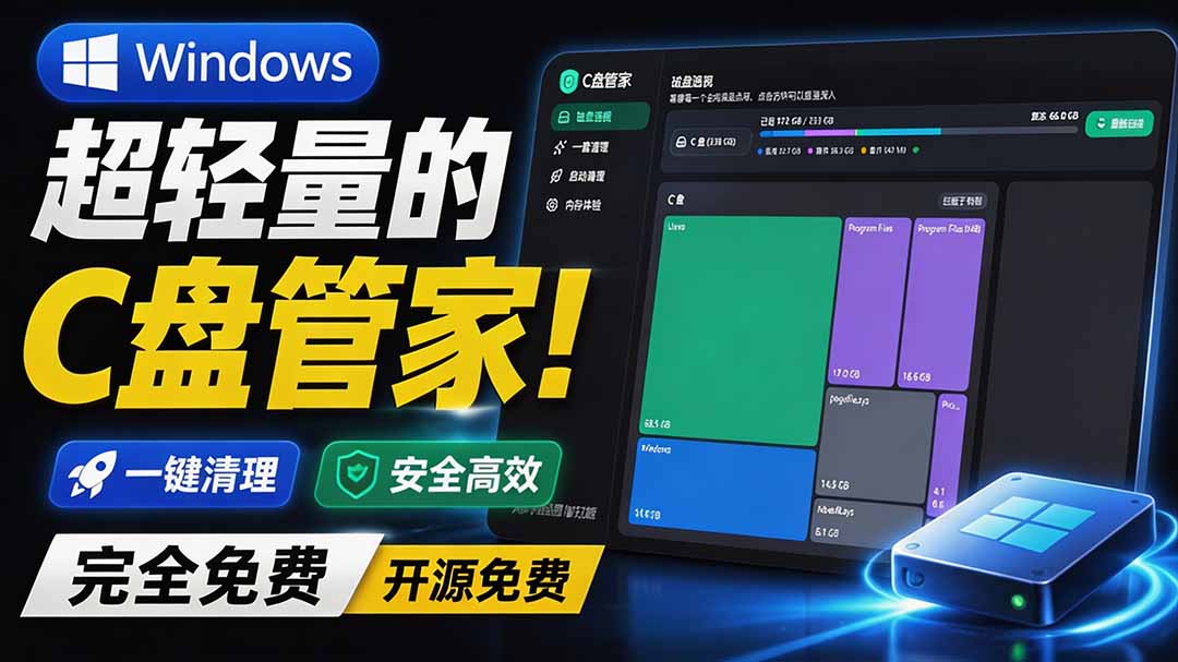 （19750期）Windows 超轻量的C盘管家！超级有特点，支持磁盘分析及清理提醒，2M大小体积，完全免费 C盘管家