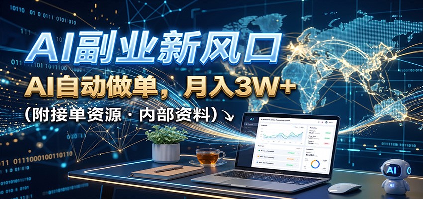 AI副业新风口,AI自动做单,月入3W+,附接单资源