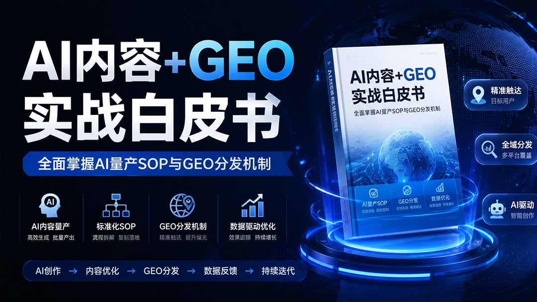 （19729期）AI内容+GEO实战白皮书。全面掌握AI量产SOP与GEO分发机制