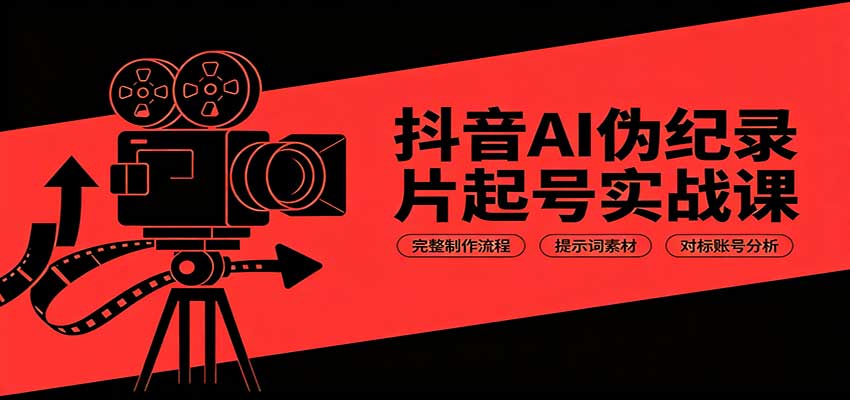 抖音AI伪纪录片起号实战课：完整制作流程，提示词素材，对标账号分析