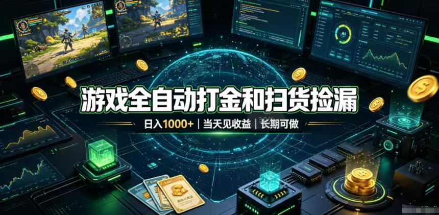 （19647期）游戏全自动打金和扫货捡漏，日入1000+，当天见收益，长期可做！