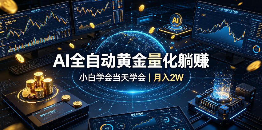 AI全自动黄金量化躺赚：小白学会当天学会，月入2W！