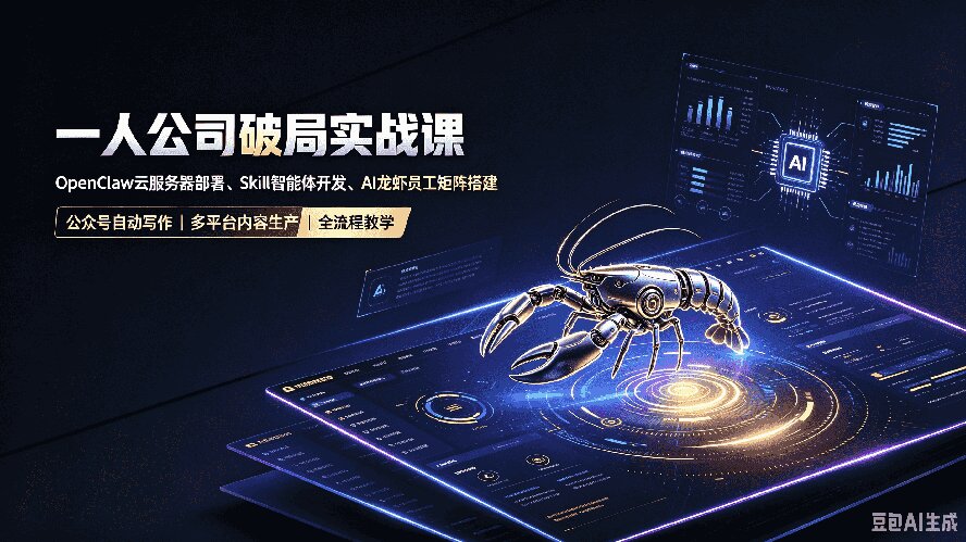(19995期)一人公司破局实战课|OpenClaw云服务器部署、Skill智能体开发、AI龙虾员工矩阵搭建,公众号自动写作与多平台内容…