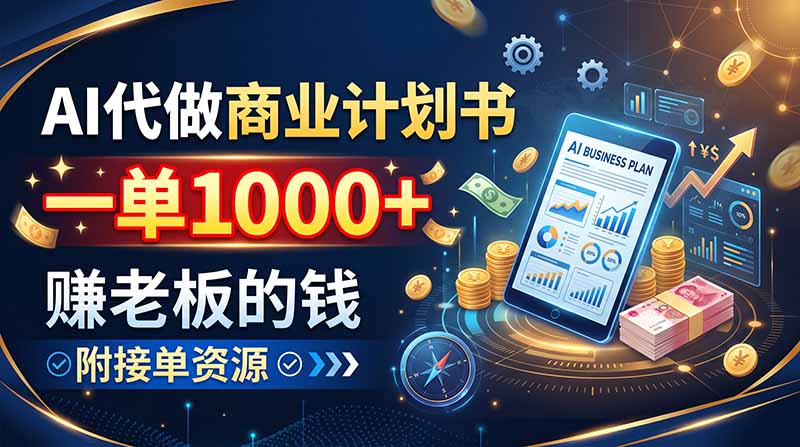 (20303期)AI代做商业计划书,一单1000+,赚老板的钱,附接单资源