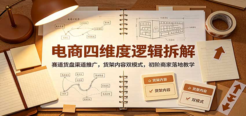 电商四维度逻辑拆解:赛道货盘渠道推广,货架内容双模式,初阶商家落地教学