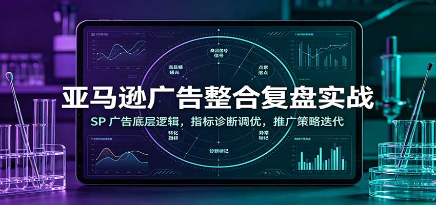 亚马逊广告整合复盘实战:SP广告底层逻辑,指标诊断调优,推广策略迭代