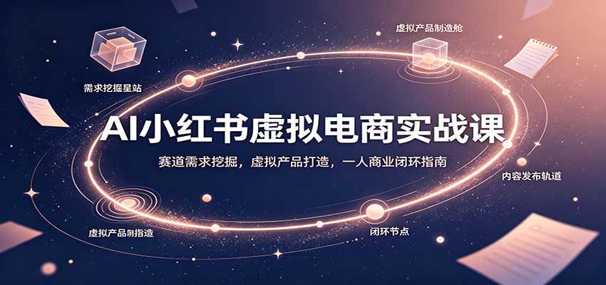 AI小红书虚拟电商实战课:赛道需求挖掘,虚拟产品打造,一人商业闭环指南