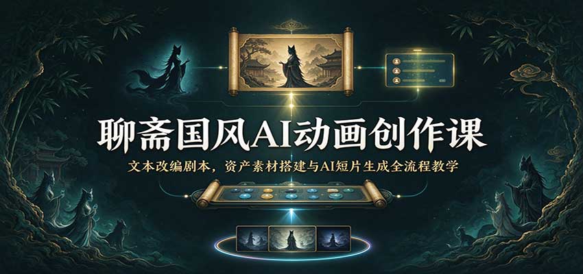 聊斋国风AI动画创作课：文本改编剧本，资产素材搭建与AI短片生成全流程教学
