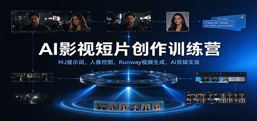 AI影视短片创作训练营:MJ提示词,人像控图,Runway视频生成,AI剪辑实操