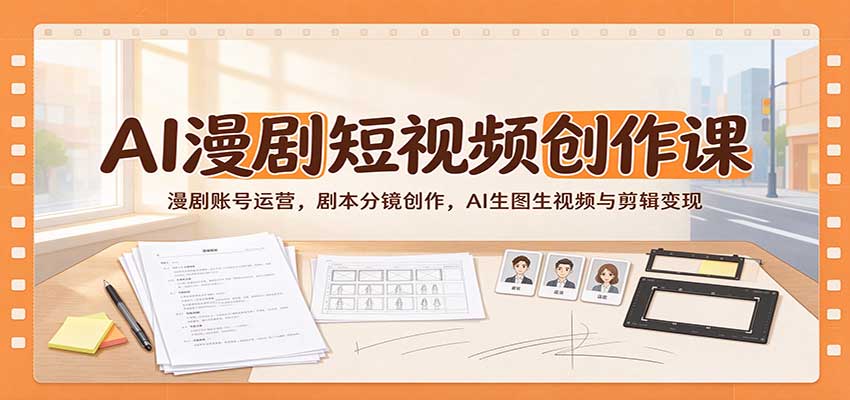 AI漫剧短视频创作课：漫剧账号运营，剧本分镜创作，AI生图生视频与剪辑变现